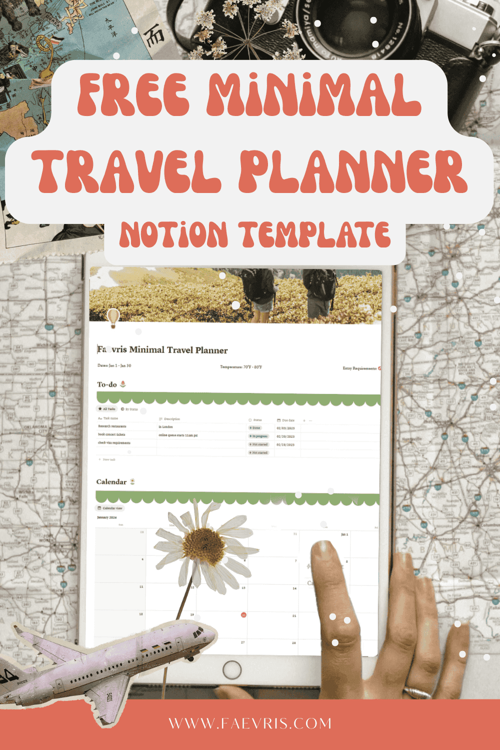 Free Minimal Travel Planner Notion Template