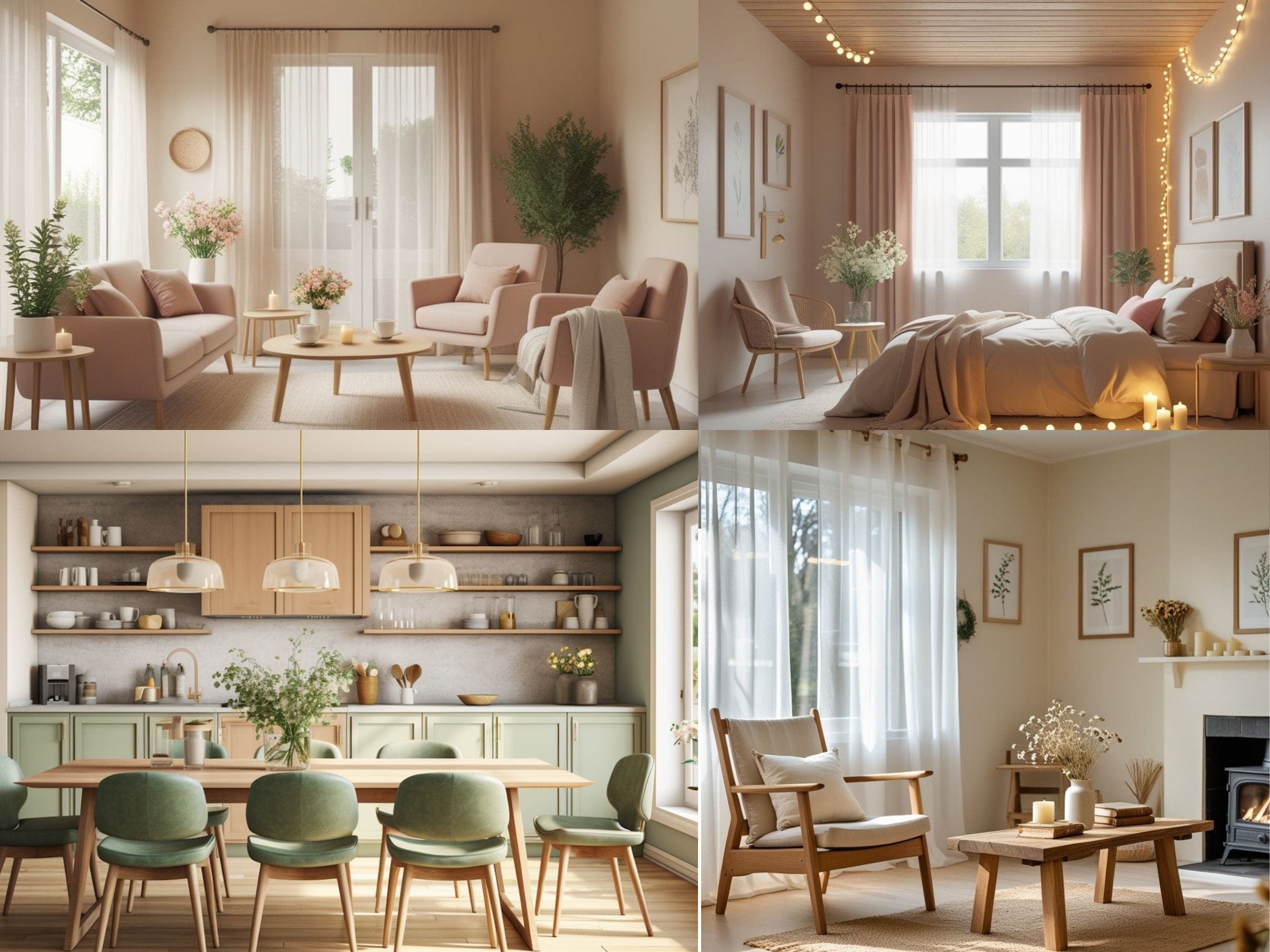 Photo collage of examples of minimal cottagecore